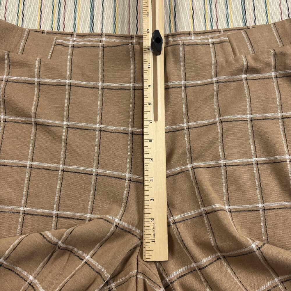 NEW J. Jill Pants Womens Large Brown Plaid Ponte Wide Full-Leg Cropped Pull On - Picture 6 of 12